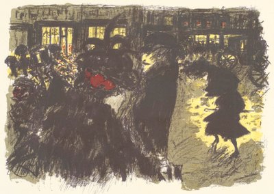 Square in the Evening, Lithograph from the Series Some Aspects of Life in Paris by Pierre Bonnard